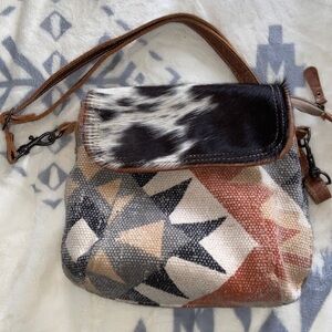 COW HIDE FUR SOUTHWEST MYRA BAG Shoulder or Crossbody EUC